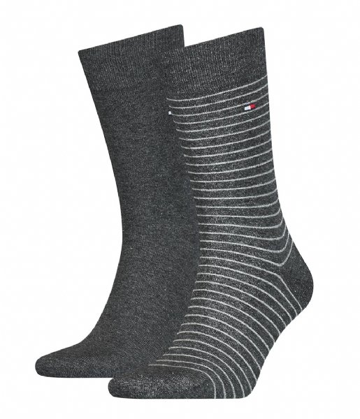 Tommy Hilfiger  Men Small Stripe Sock 2P 2-Pack Anthracite (201)
